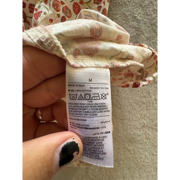 Old Navy Womens Red Floral Cotton Smocked Midi Dress Adjustable Straps Size M - Picture 6 of 6